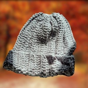 OOAK grey beanie cap hat Hand Made new